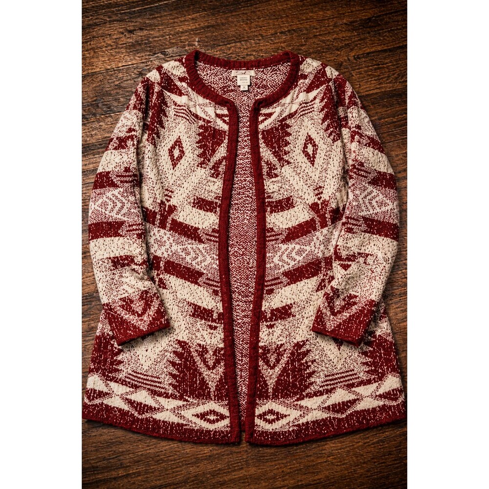 Lucky Brand Southwestern Cardigan Womens M Aztec Open Knit